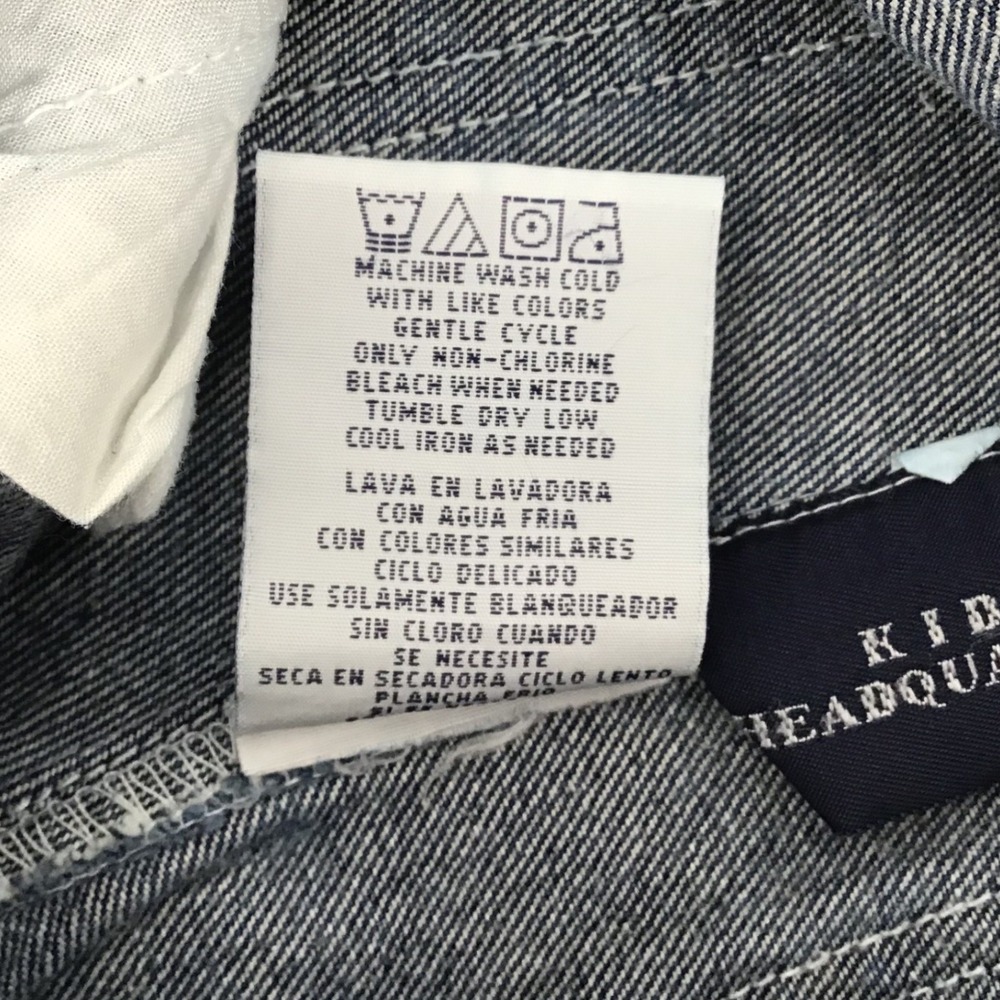 Vintage Kids Headquarters Tool Shop Builder Denim Overalls Shorts 3T Embroidered - Picture 8 of 9